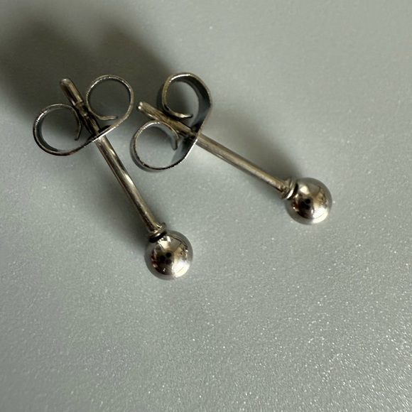 Sterling Silver 3mm Ball Stud Earrings – Tiny and Stackable - Picture 3 of 4